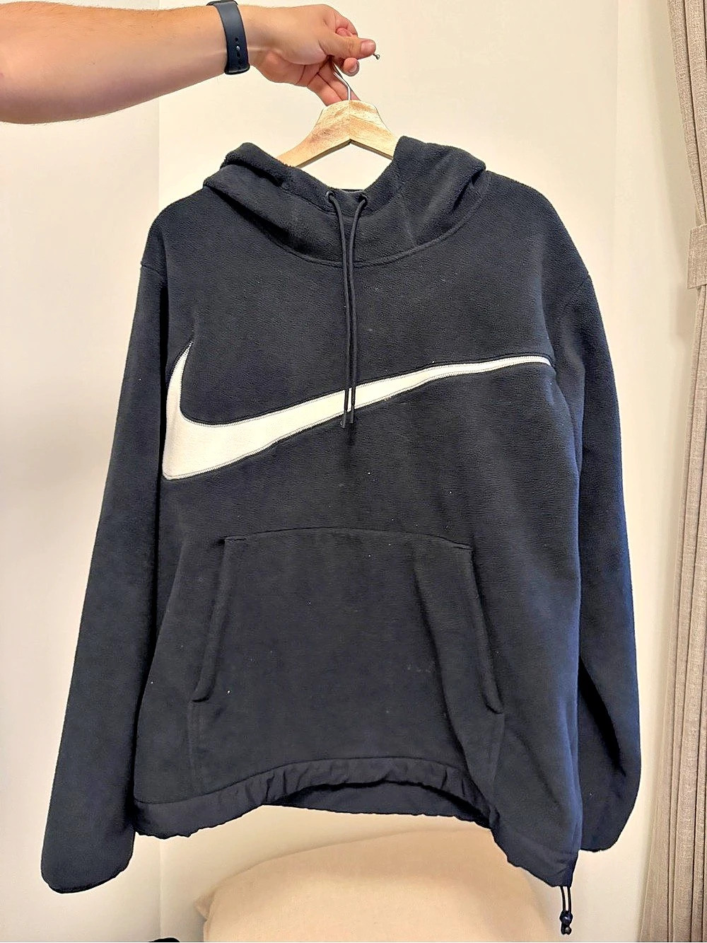 Nike Big Swoosh Fleece Hoodie Black & White